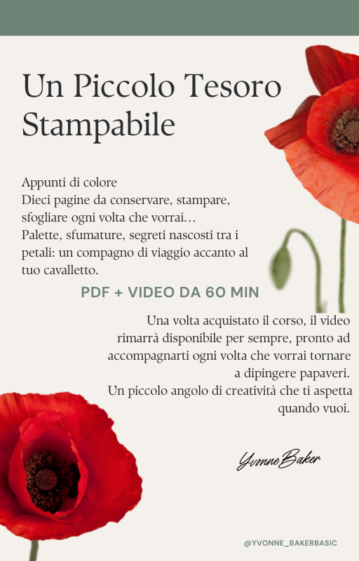 Corso online - Pittura acrilica su tela : Danza di papaveri