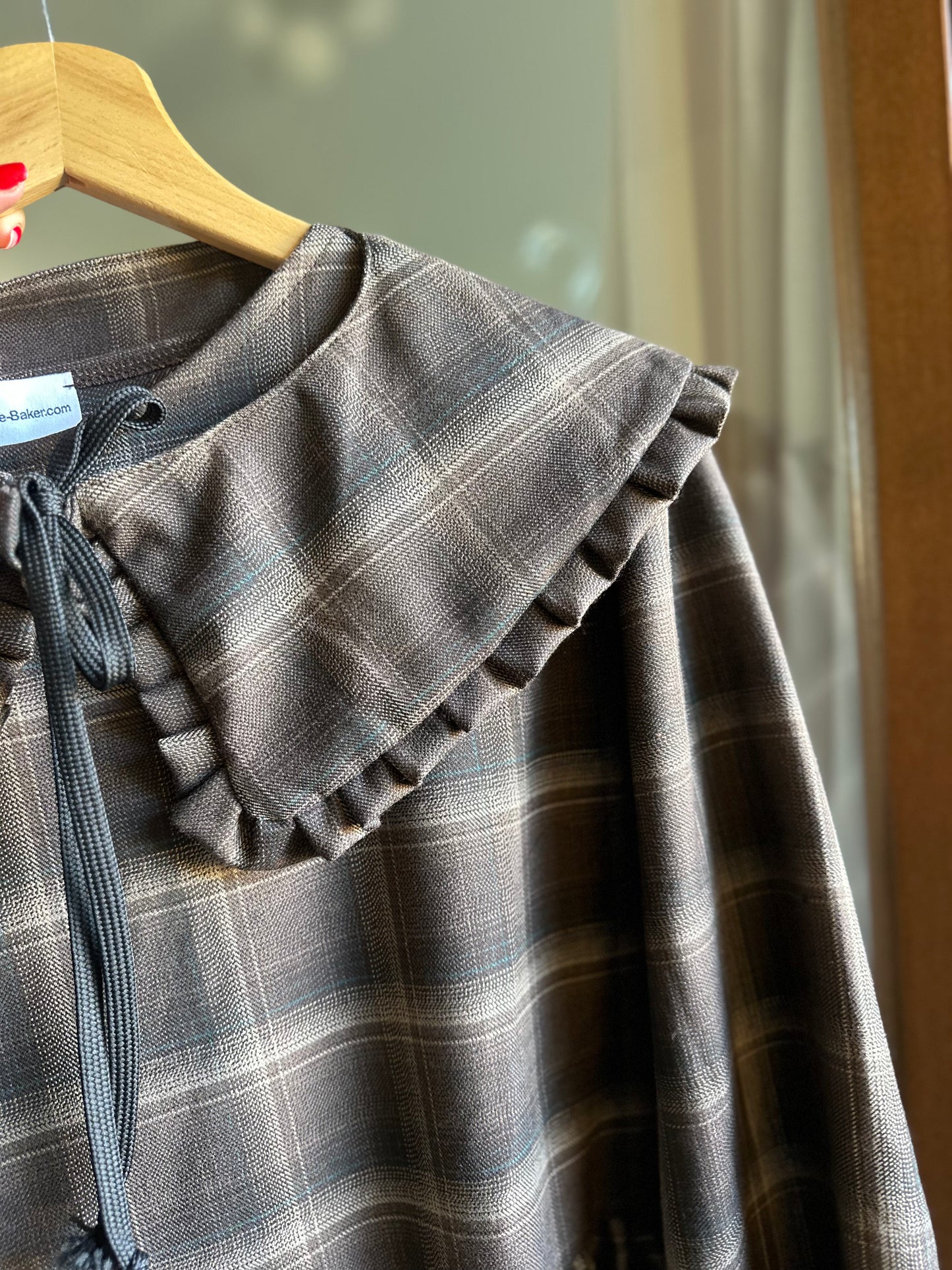 Abito corto tartan marrone