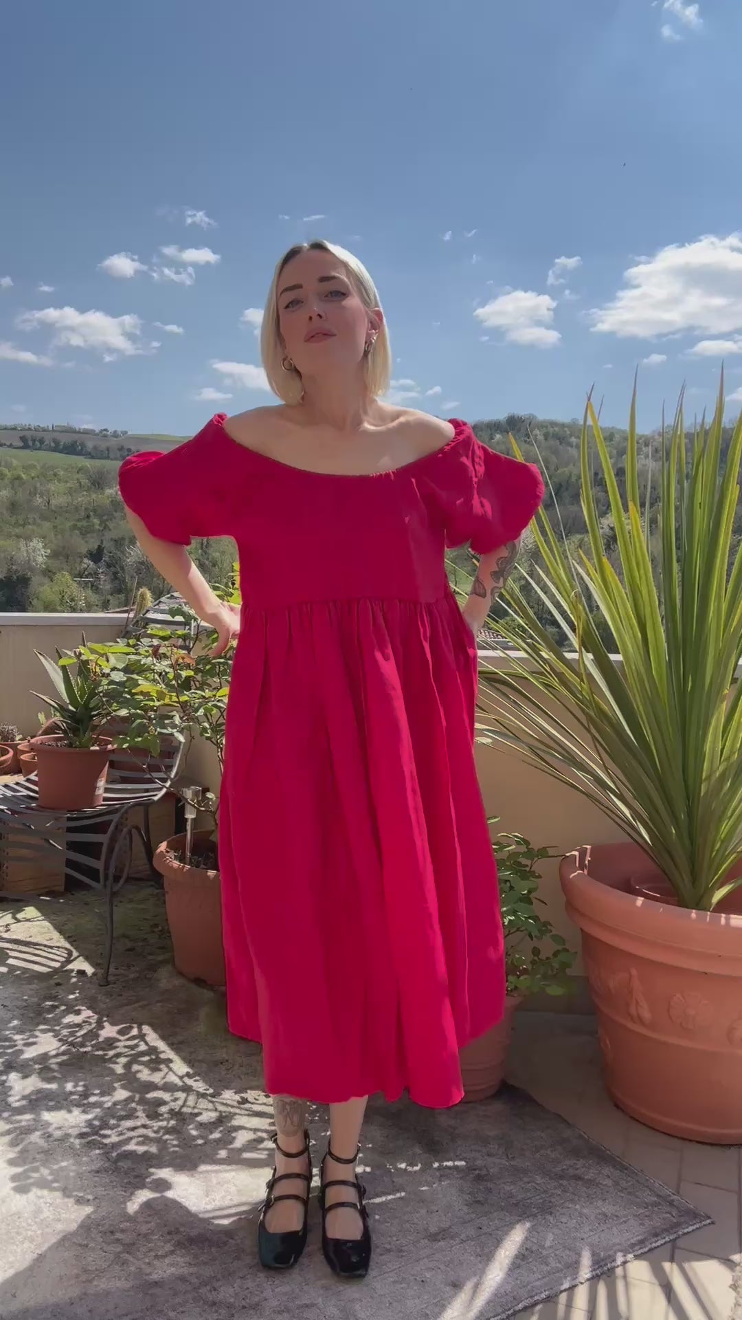 Abito in lino rosso