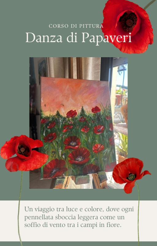 Corso online - Pittura acrilica su tela : Danza di papaveri