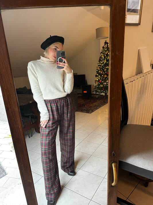 Pantalone tartan gamba dritta