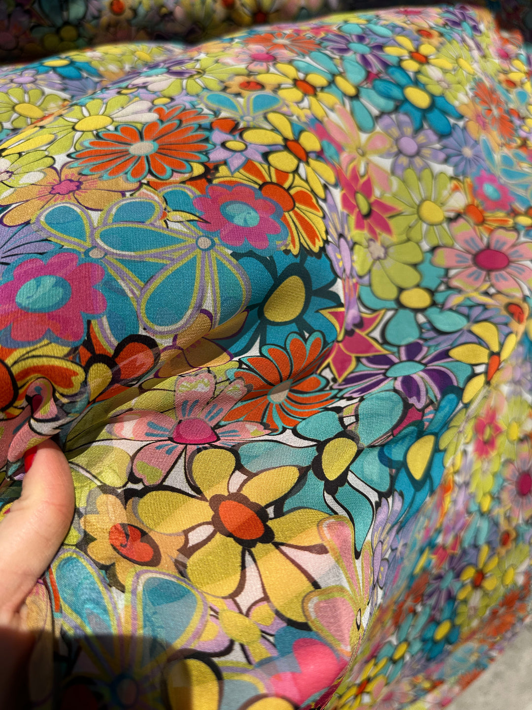 Tessuto Chiffon di seta floreale
