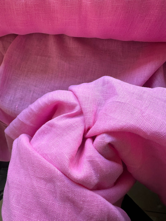 Tessuto lino color rosa acceso