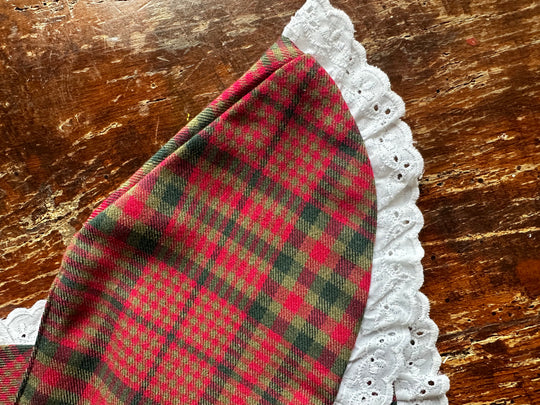 Colletto tartan rosso e verde