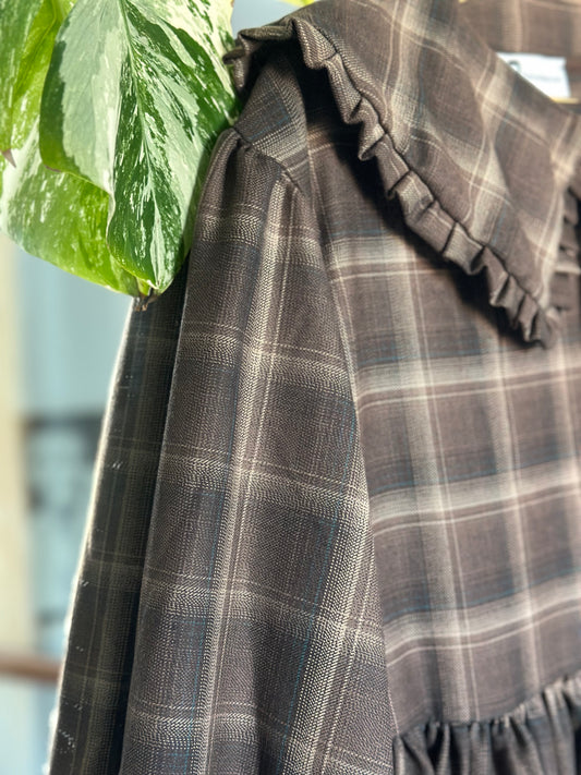Abito corto tartan marrone