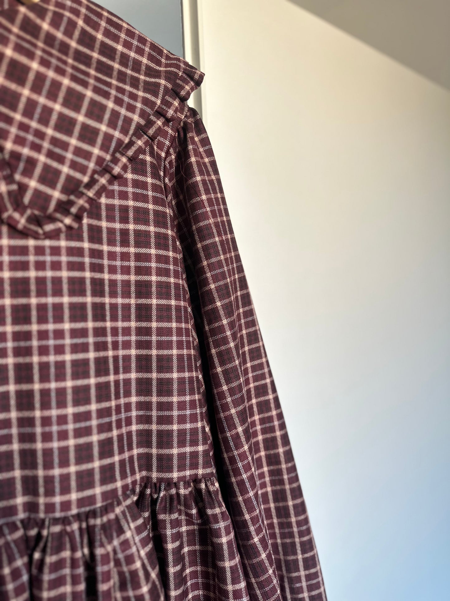 Abito corto tartan bordeaux