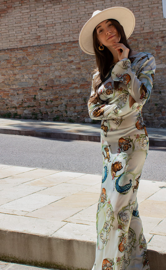 Abito in seta Animali in Poesia