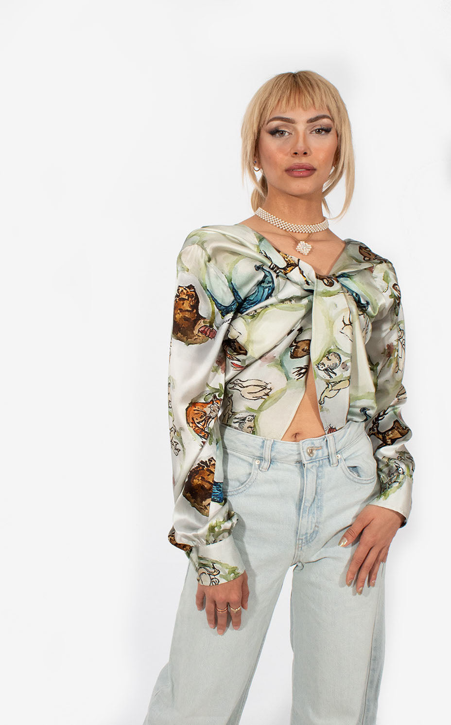 Camicia in seta Animali in Poesia