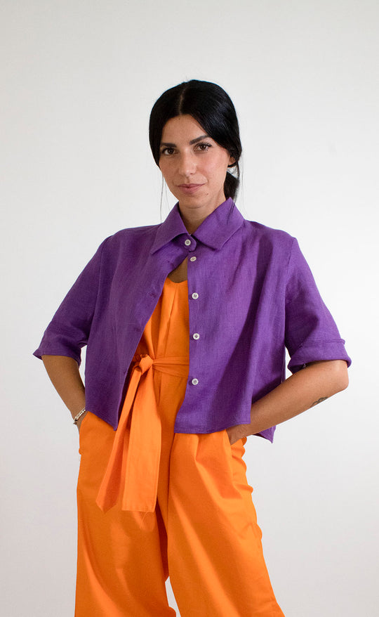 Tessuto in Lino viola