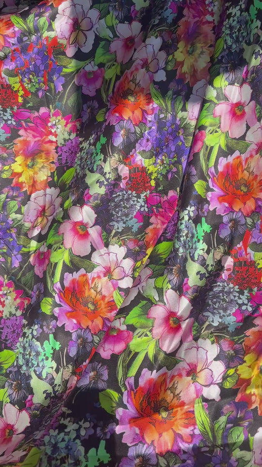 Tessuto raso di seta fiori