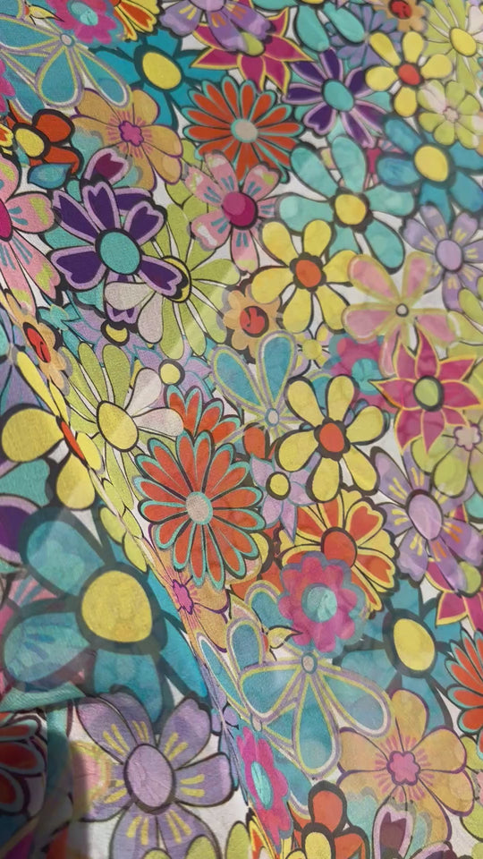 Tessuto Chiffon di seta floreale