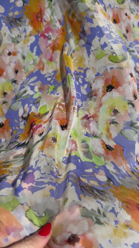 Tessuto Chiffon di seta floreale